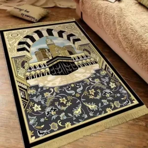 Alfombra de oración islámica terciopelo grueso 110x70cm - Kaaba de La Meca
